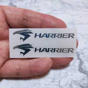 【HARRIER】メッキ調ステッカー（大）2枚セット■TOYOTA ハリアー 10系 30系 60系 80系 ハイブリッド■車内 小物 スマホ カードケース