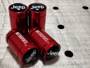 Jeep BIGエアーバルブキャップ 4P【レッド】クライスラー・ジープ ラングラー アンリミテッド グランドチェロキー コンパス レネゲード