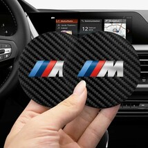 BMW【///M】カーボンレザー ドリンクホルダー コースター 2P■Mシリーズ MPerformance MSport MPower Mパフォーマンス Mスポーツ Mパワー_画像2