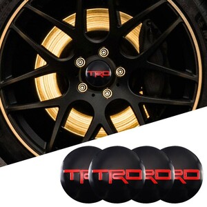 TRD ホイールセンターキャップ 黒×赤 56mm 4P■プリウス クラウン ハリアー アルファード アクア ヤリスクロス ライズ RAV4 86