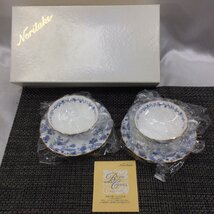 【保管品/インボイス登録店/TO】Noritake ノリタケ カップ＆ソーサー 4562 BLUE SORRENTINO ブルーソレンティーノ 2客セット RS0310/001750_画像1