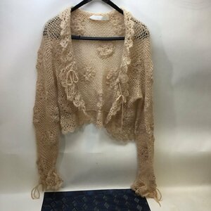 [ used beautiful goods / in voice registration shop /CH] Pink House mo hair .... braided frill bolero cardigan beige group color height short .IM0325