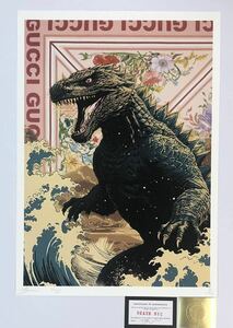 DEATH NYC アートポスター 世界限定100枚 ポップアート 大怪獣 北斎 波 怪獣 GODZILLA ゴジラ グッチ 現代アート 限定ポスター 数量限定