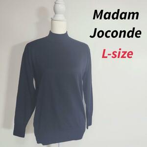 Madam Joconde カシミア&シルク混 モックネック薄手ニット ダークネイビー 表記サイズL 82725