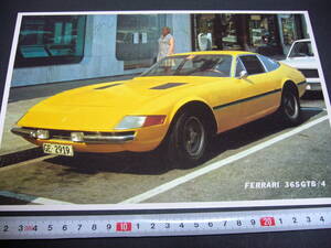 【当時物】B5 スーパーカーカード フェラーリ 365GTB/4 デイトナ ★ Ferrari Daytona 1970年代後半/ 送料120円