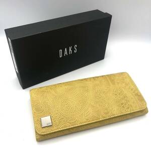 ★美品【DAKS】長財布　ダックス　ペイズリー柄　レザー　イエロー系　黄色　本革　小銭入れ