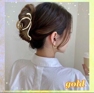 【ゴールド】バンズクリップ ゴールド　ヘアクリップ ニュアンス　ヘアアクセサリー　韓国　ファッション　大きめ　シンプル　オシャレ