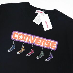 ●送料390円可能商品 コンバース CONVERSE 新品 メンズ スニーカー オーバーサイズ 半袖 Tシャツ 黒 M [32736513-49-M] 一 三 壱★QWER★