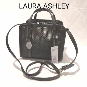 【 新品 値札付 】LAURA ASHLEY ローラアシュレイ メッシュ ショルダーバッグ ハンドバッグ 2wey 黒