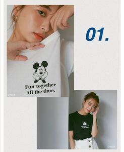 【新品 値札付】AJUGA. × AZUL BY MOUSSY MICKEY ディズニー コラボTシャツ 白 S 半袖 トップス