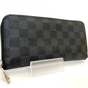 本物保証 1円~ 良品 LOUISVUITTON ダミエ グラフィット ジッピー ヴェルティカル 男女 ラウンドファスナー 長財布 中古 CA1101