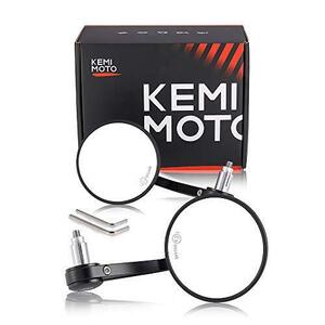 kemimoto バイク バーエンドミラー バイクミラー 左右セット CNCアルミ製 軽量 オートバイミラー 汎用ミラー 車検対応 角度調整可能