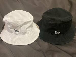 【美品】帽子 ハット ニューエラ バケットハット BUCKET-01 NEW ERA 黒、白2個セット　4,620円×2＝9,240円