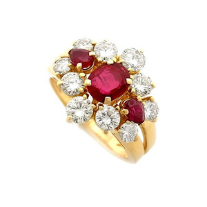 [ green shop pawnshop ] Chaumet ruby * diamond ring K18YG[ used ]