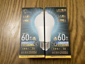 LED電球 2個入 (昼光色 電球色) E26 人感センサー 60W 3000K 自動点灯・消灯 明暗センサー付 消し忘れ防止 階段 玄関 廊下 トイレ 調光不可