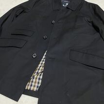 240318　美品　Aquascutum　アクアスキュータム　ステンカラーコート　ブラック　黒　M相当　絹35%　ライナー付　裏地チェック柄_画像4