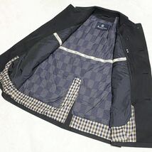 240318　美品　Aquascutum　アクアスキュータム　ステンカラーコート　ブラック　黒　M相当　絹35%　ライナー付　裏地チェック柄_画像5