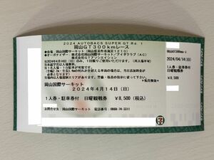 2024 スーパーGT開幕戦 岡山 GT300kmレース　1人券・駐車券付 日曜観戦券