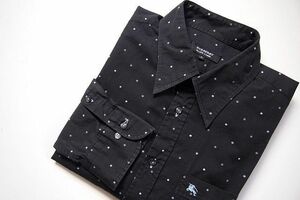 ●BURBERRY BLACK LABEL バーバリー ブラックレーベル ホース刺繍 ドット柄 長袖シャツ 3 
