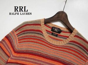 ●RRL ダブルアールエル 綿麻 ボーダー ニット L コットンヘンプ POLO RALPH LAUREN ポロ ラルフローレン