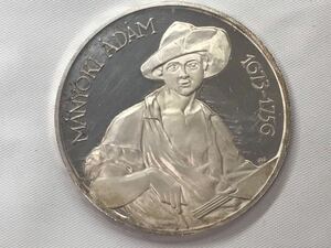 銀貨　ハンガリー　200フォリント銀貨　Adam Manyoki 1977年　直径約37.2ｍｍ　厚さ約2.9ｍｍ　重さ約28.18ｇ　大型銀貨