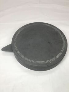 蓋付円形硯　幅約21ｃｍ×17.7ｃｍ×高さ約3.5ｃｍ　中古　長期保管品　羅紋硯　中国硯　片口円形硯　片口硯　丸硯　丸型　硯