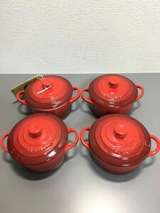 美品 LE CREUSET ル クルーゼ ミニ ココット 10cm レッド まとめて 4点