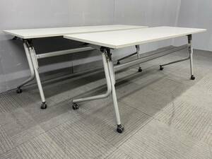 * tube 3221* our company flight correspondence region equipped *oka blur made * meeting mi-tings tuck folding table 2 pcs. set width 1800mm* tabletop white white group 