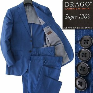 新品 8万 ルシック イタリア生地 DRAGO Super120'S 2パンツ スーツ AB7(やや幅広XL) 青 【J52931】 Le Chic セットアップ メンズ