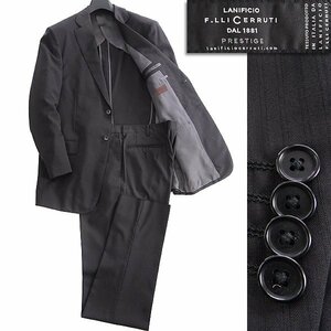 新品 7.5万 ルシック イタリア生地 CERRUTI PRESTIGE ウール スーツ BB8(幅広2XL) 黒 【J45146】 Le Chic 春夏 メンズ ビジネス