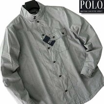 新品 POLO BCS ポロ 千鳥 シャツ ジャケット LL 灰 【NXE746_840】 メンズ ブルゾン 長袖 スタンドカラー 立ち襟 コットン_画像2