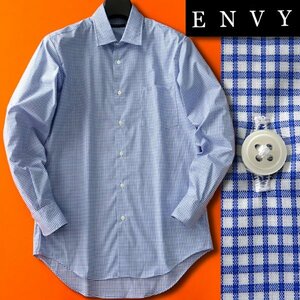 新品 山喜 エンビオム ファインクロス ストレッチ ドレス シャツ M 白青 【HJD559_72】 ENVY HOMME メンズ 長袖 吸水速乾 イージーケア