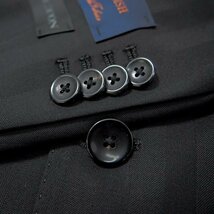 新品 ヒルトン 英国生地 Super160's ウール ストライプ スーツ A5 (M) 黒 【J54670】 JOHN CAVENDISH 春夏 メンズ ベンベルグ_画像9