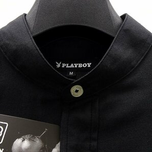 新品 プレイボーイ 24年春夏 バンドカラー シャツ LL 黒 【1024_99】 PLAYBOY メンズ 長袖 コットン オックス バニー スタンドカラーの画像3