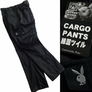 新品 プレイボーイ 24春夏 ストレッチ カーゴ パンツ LL 黒【41027_99】 PLAYBOY メンズ バニー 刺繍 コットン ミリタリー 6ポケット