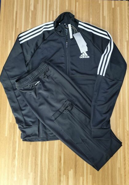 ◆アディダス　ＸＬ　ジャージ上下　XＬ　メンズ adidas　ブラック　白ライン