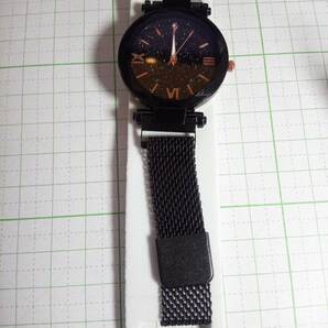 腕時計 アナログ 黒 ブラック 磁気バングル レディース クオーツタイプ アクセサリー カジュアル シンプル 簡単装着の画像3