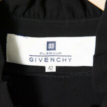 【1円スタート】GIVENCHY ジバンシイ フリル切替長袖ブラウス 肩パッド ポリエステル ロゴ釦 クラシカル フェミニン 黒 42 無地 日本製_画像5