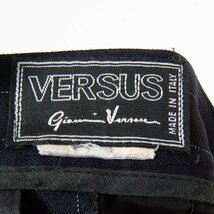 イタリア製 VERSUS VERSACE ヴェルサス ジャンニヴェルサーチ パンツ スラックス パープル系 ピンストライプ 2タック ダブル仕上げ 古着_画像6