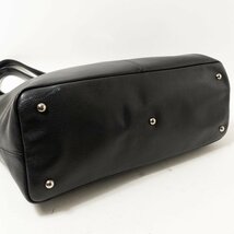 【1円スタート】Longchamp ロンシャン トートバッグ ビジネスバッグ 肩掛け ブラック 黒 シルバー金具 A4対応 レザー 無地 ファスナー開閉_画像5