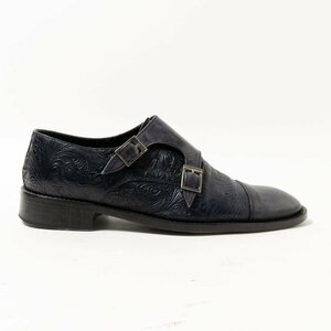 【1円スタート】DIS Design Italian Shoes レザーシューズ ネイビー 紺 39 25cm相当 レザー 本革 イタリア製 ハンドメイド メンズ シューズ