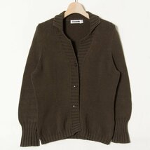 【1円スタート】JIL SANDER ジルサンダー 衿付きカーディガン ニット トップス 綿80％ ハイブランド 春秋 ブラウン 茶色 38 イタリア製_画像1