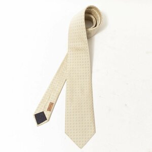 メール便○ HERMES エルメス フランス製 758735 T ネクタイ tie 総柄 シルク100％ イエロー ブルーグレー メンズ 紳士小物 服飾小物