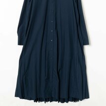 ZARA ザラ PLEATED SHIRT DRESS プリーツシャツワンピース 長袖 無地 USA S ポリエステル ダークグリーン 綺麗め モード カジュアル_画像4