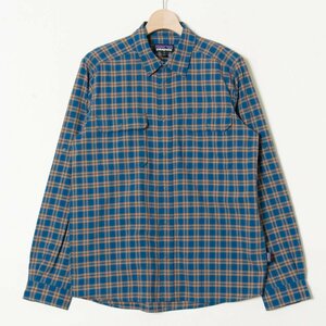 【1円スタート】新品 タグ付き patagonia パタゴニア チェック柄長袖シャツ トップス ナイロン98％ カジュアル アウトドア 青 ブルー M