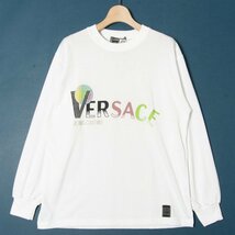 【1円スタート】メール便○ 未使用 VERSACE JEANS COUTURE ヴェルサーチ 前プリント長袖Tシャツ カットソー 綿100％ 白 イタリア製_画像1