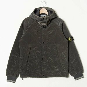 【1円スタート】STONE ISLAND ストーンアイランド キルティングフード付きジャケット アウター ナイロン カジュアル 灰色 M イタリア製