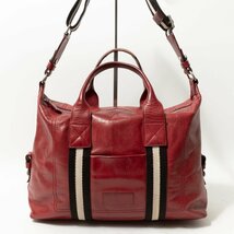 【1円スタート】BALLY バリー 2way レザーバッグ ハンドバッグ ショルダーバッグ 斜めがけ レッド レザー 本革 カジュアル ファスナー開閉_画像1