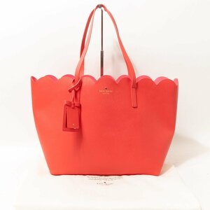 【1円スタート】kate spade NEW YORK ケイトスペード ニューヨーク トートバッグ オレンジ ピンク 合成皮革 レディース 手さげ 大容量 bag