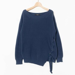 WEEK END MaxMara トップス マックスマーラウィークエンド ネイビー 長袖ニット 綺麗め サイドリボン コットン60％ 綿 秋冬 M イタリア製